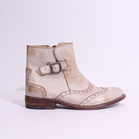 Bed Stu Cream Ankle Boots - Picture 3 of 8